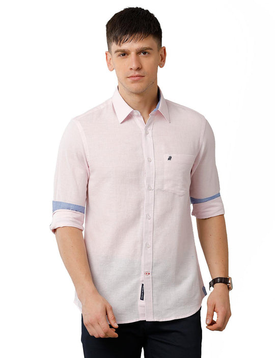 Light Pink Solid Casual Shirt