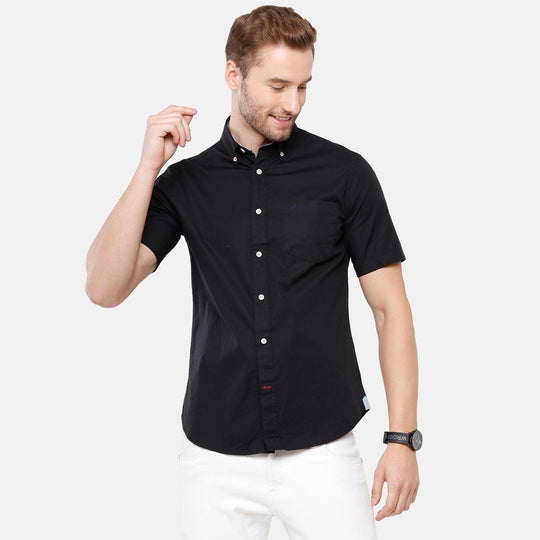 Black Solid Casual Shirt Slim Fit