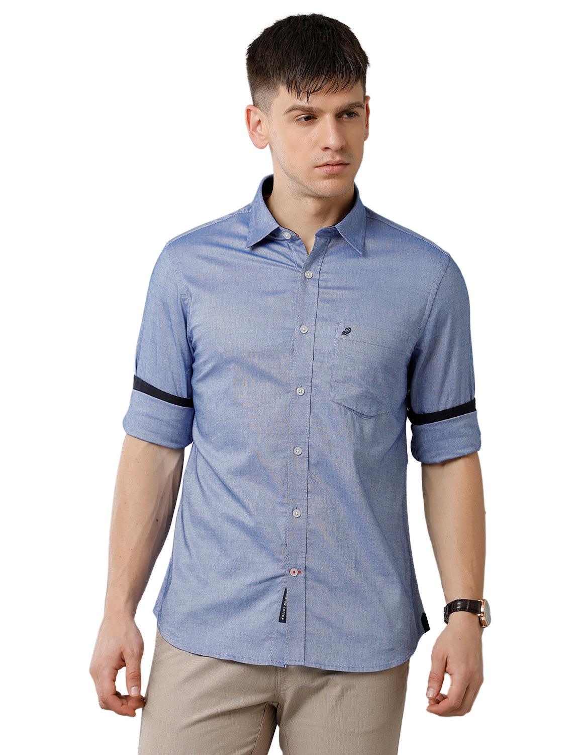 Royal Blue Solid Casual Shirt - Double Two