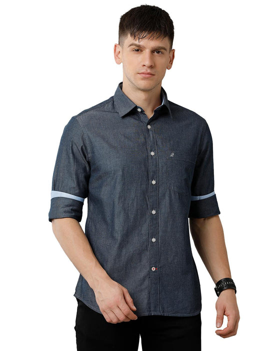 Dark Grey Solid Casual Shirt