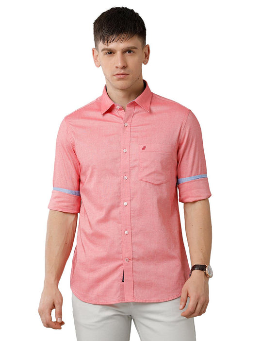 Pink Solid Casual Shirt