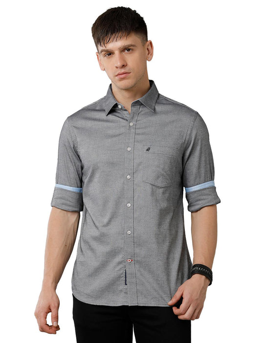 Grey Solid Casual Shirt