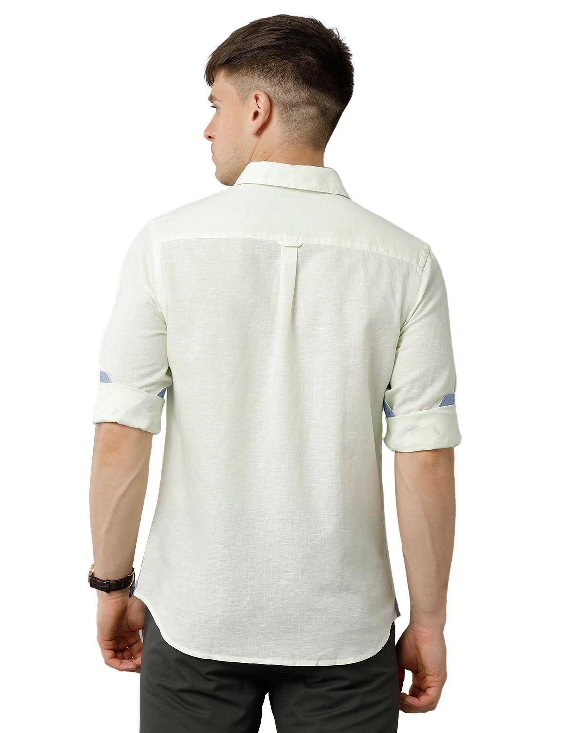 Lemon Green Solid Casual Shirt - Double Two