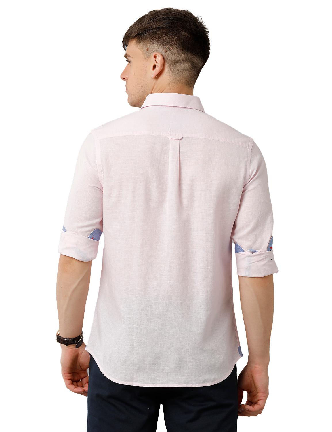 Light Pink Solid Casual Shirt - Double Two