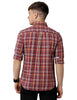 Double Two Men Wine Checks Casual Shirt - Double Two