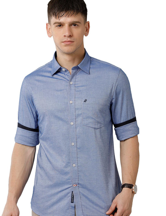 Royal Blue Solid Casual Shirt