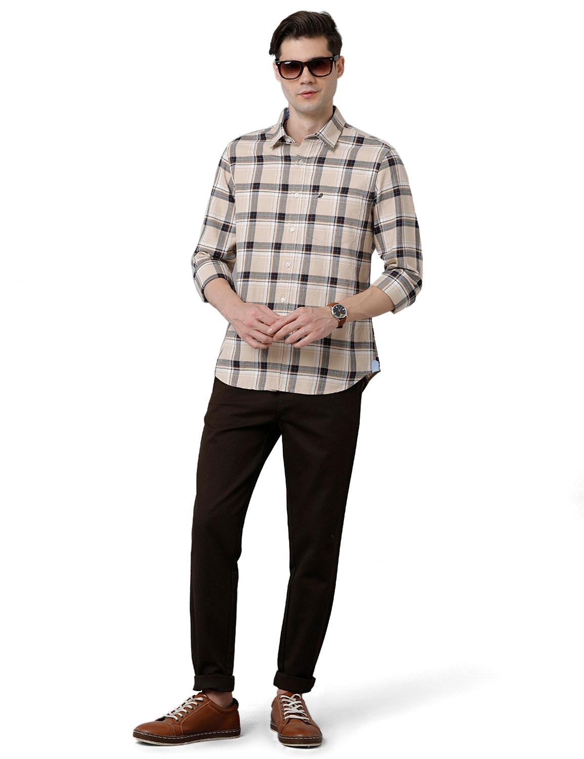 Brown Solid Slim Fit Trouser - Double Two