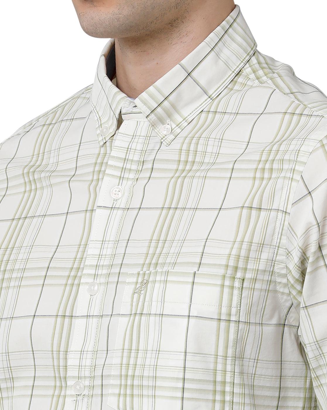 LightGreen Checks Slim Fit Shirt - Double Two