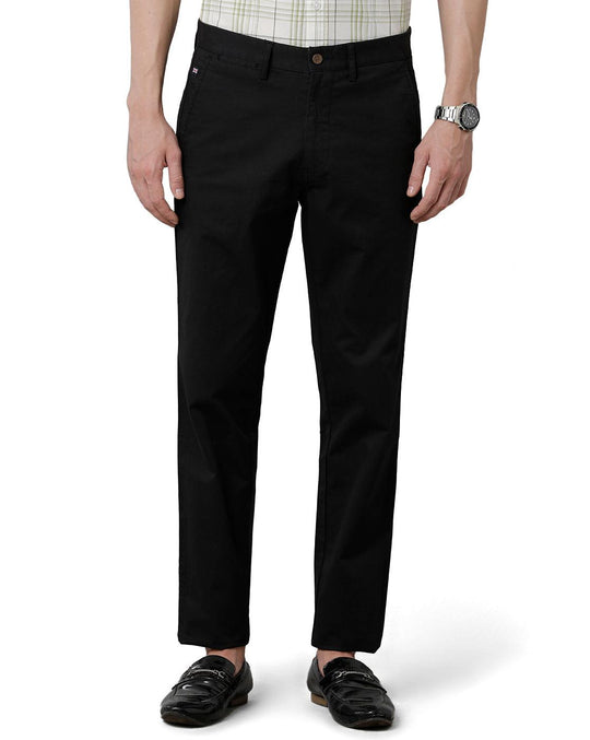 Navy Blue Solid Slim Fit Trouser