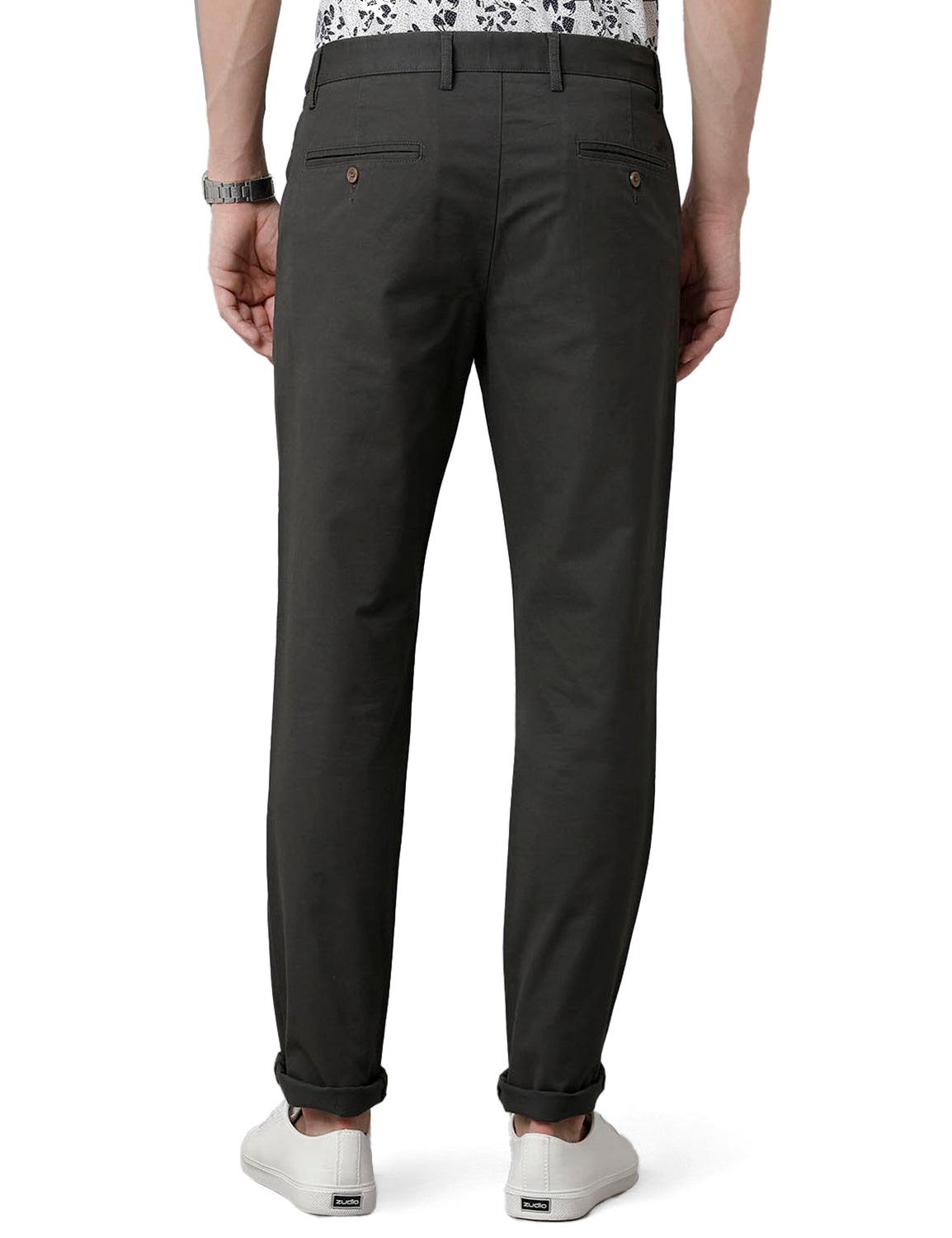 CharcoalGrey Solid Slim Fit Trouser - Double Two