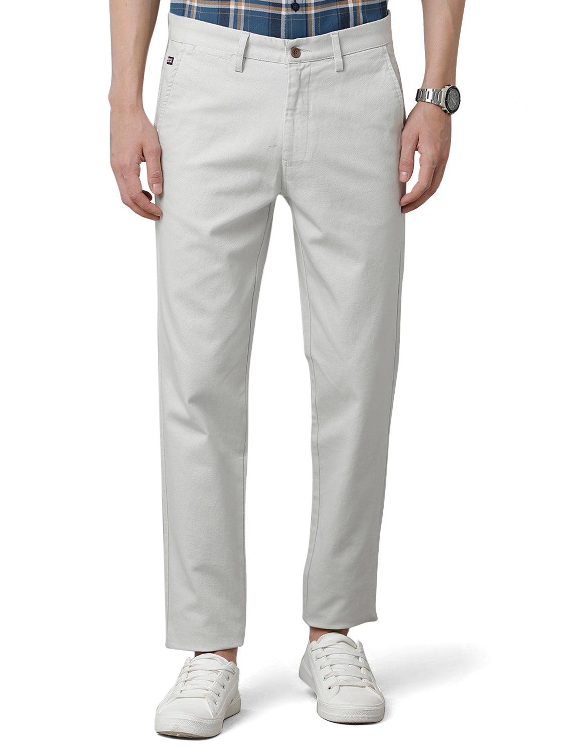Off-White Solid Slim Fit Trouser - Double Two