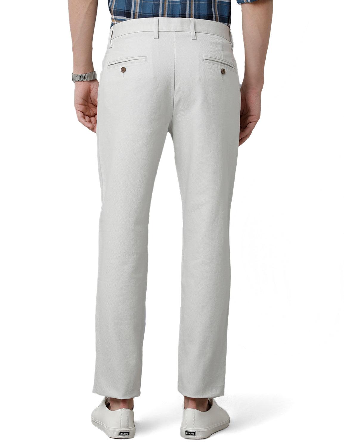 Off-White Solid Slim Fit Trouser - Double Two
