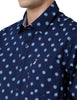 DarkBlue Printed Slim Fit Shirt - Double Two