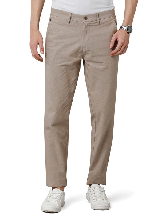 Khaki Solid Slim Fit Trouser