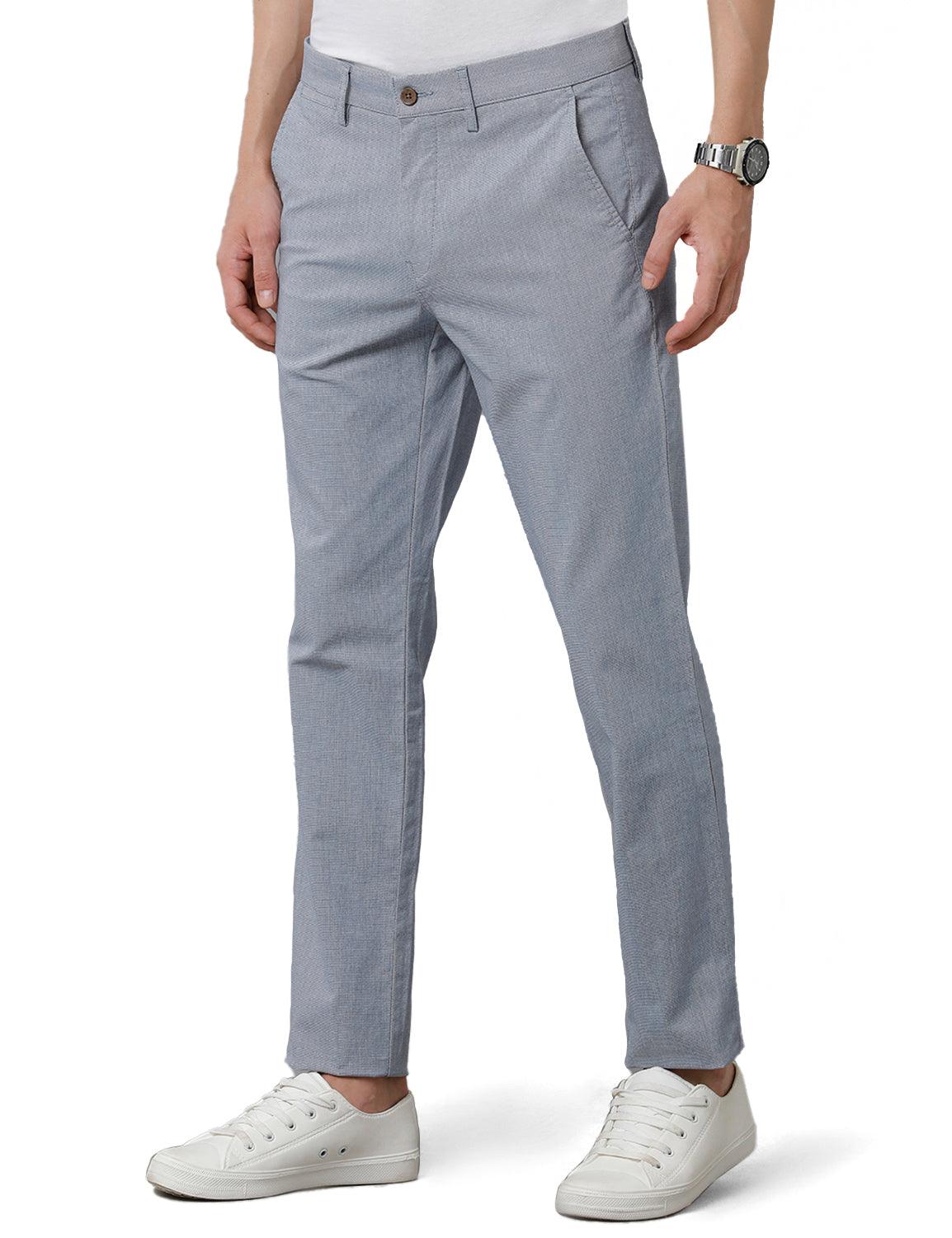 Turquoise Solid Slim Fit Trouser - Double Two