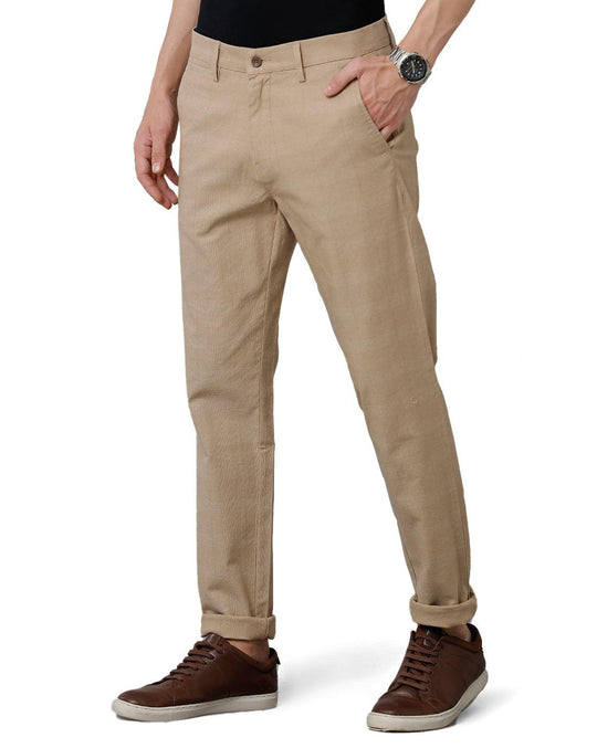 Khaki Solid Slim Fit Trouser