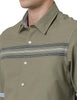 Olive Green Engineering Strips Slim Fit Shirt - Double Two