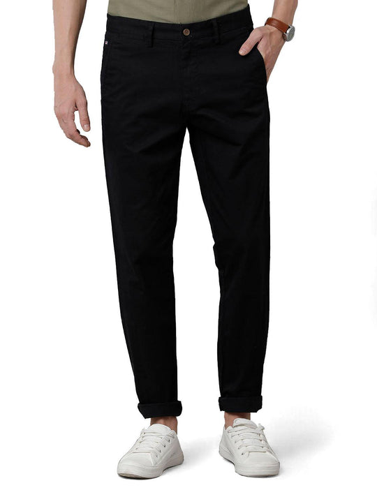 Black Solid Slim Fit Trouser