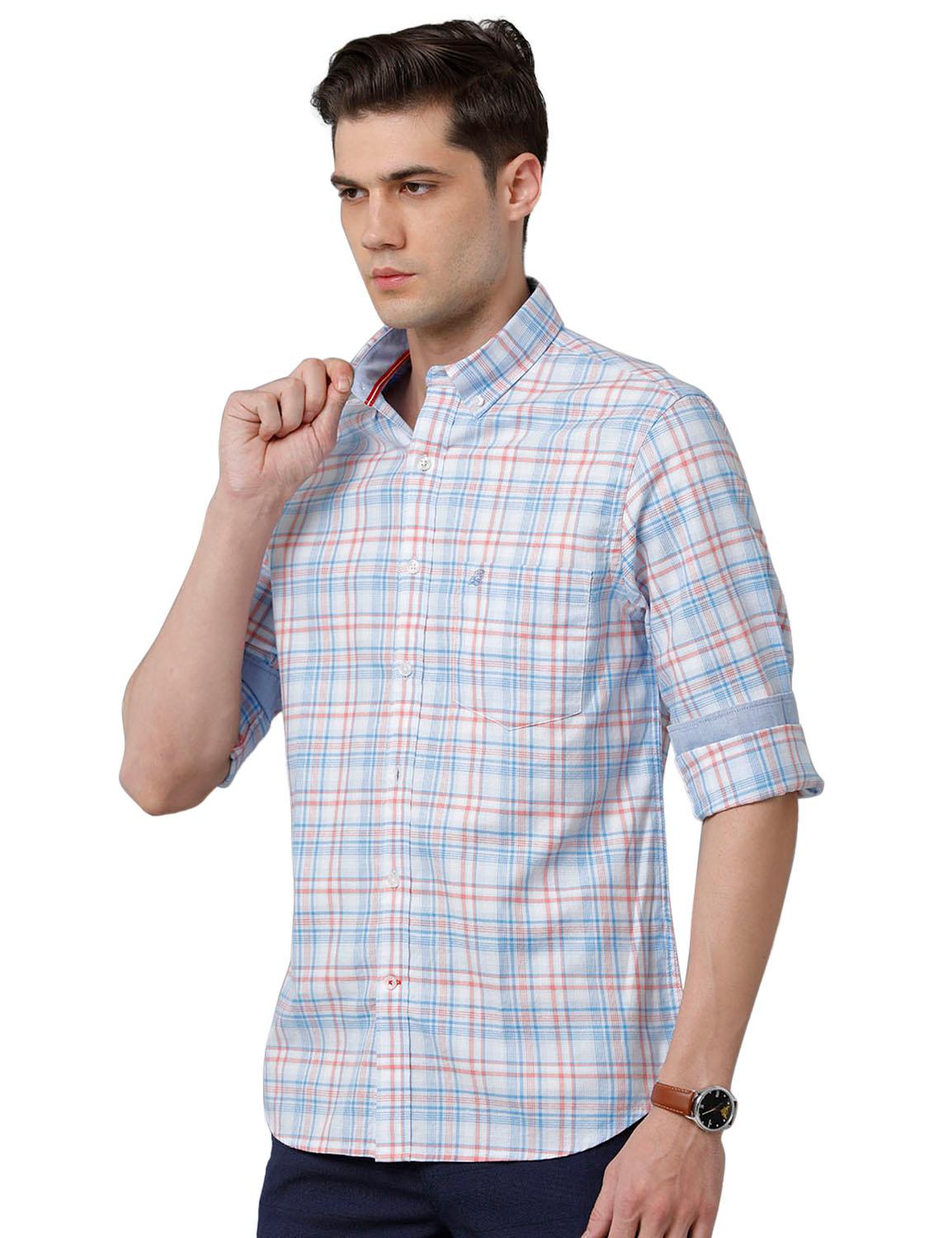 LightBlue Checks Slim Fit Shirt - Double Two