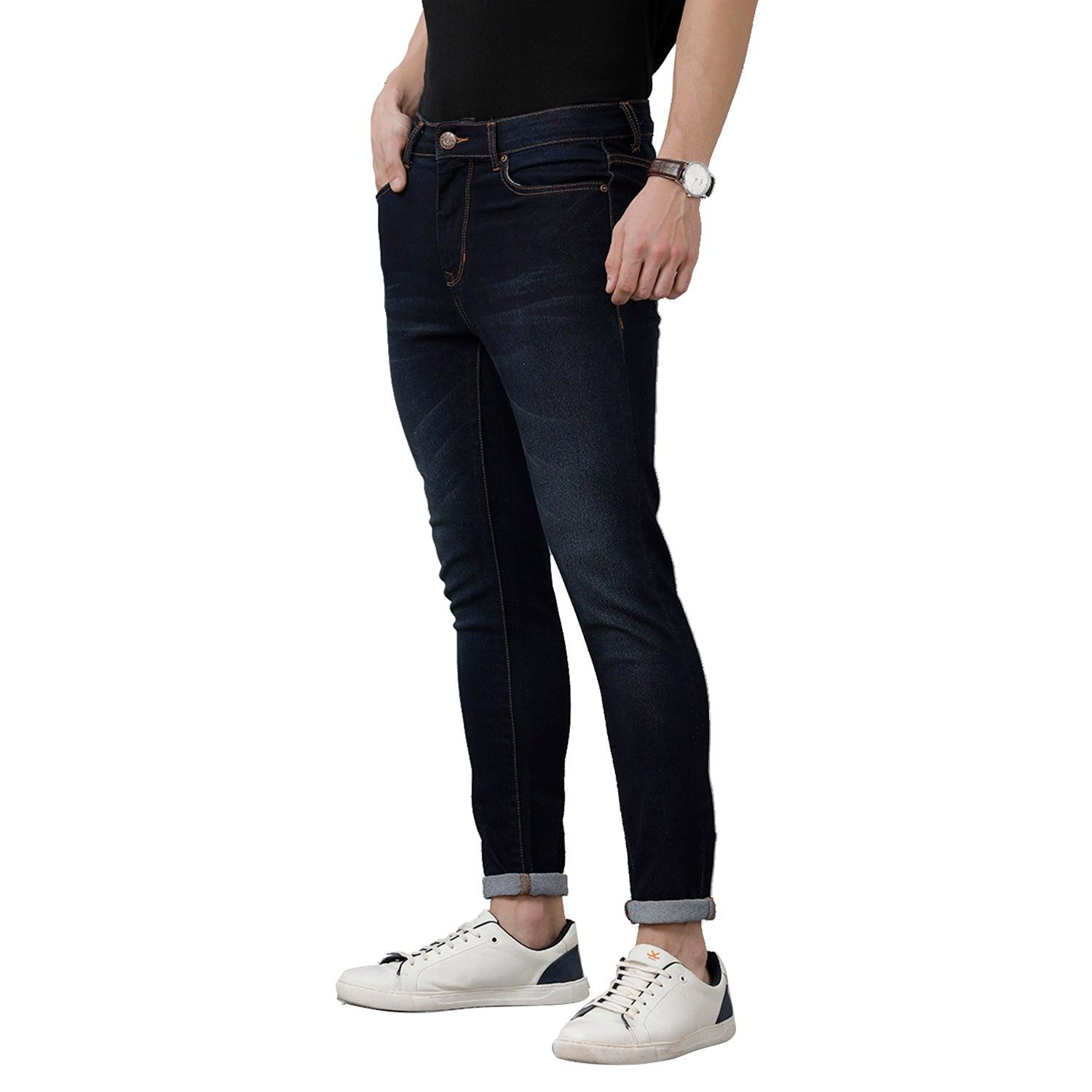 Blue Solid Jeans Slim Fit - Double Two