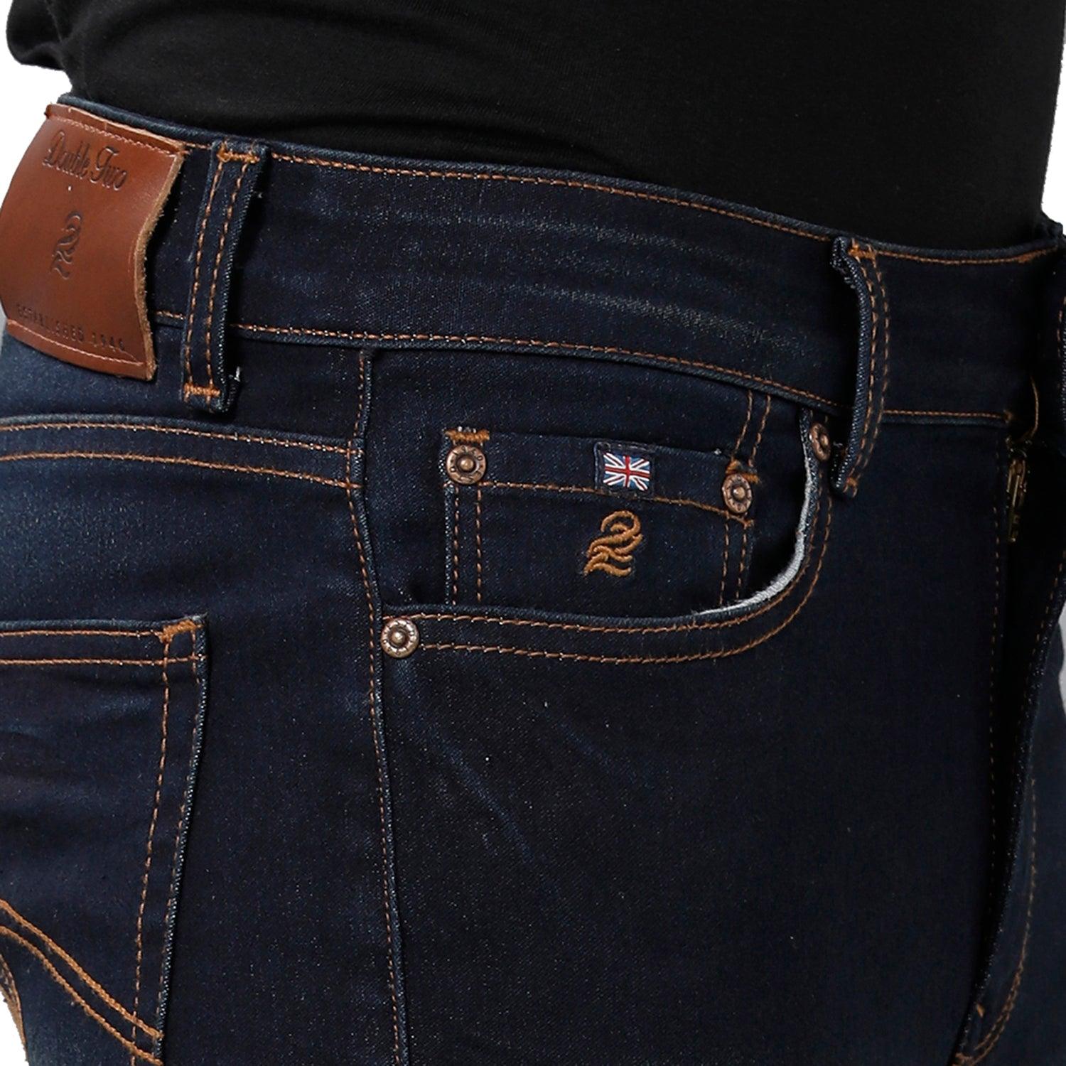 Blue Solid Jeans Slim Fit - Double Two