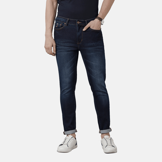 Blue Solid Lean Fit Jeans