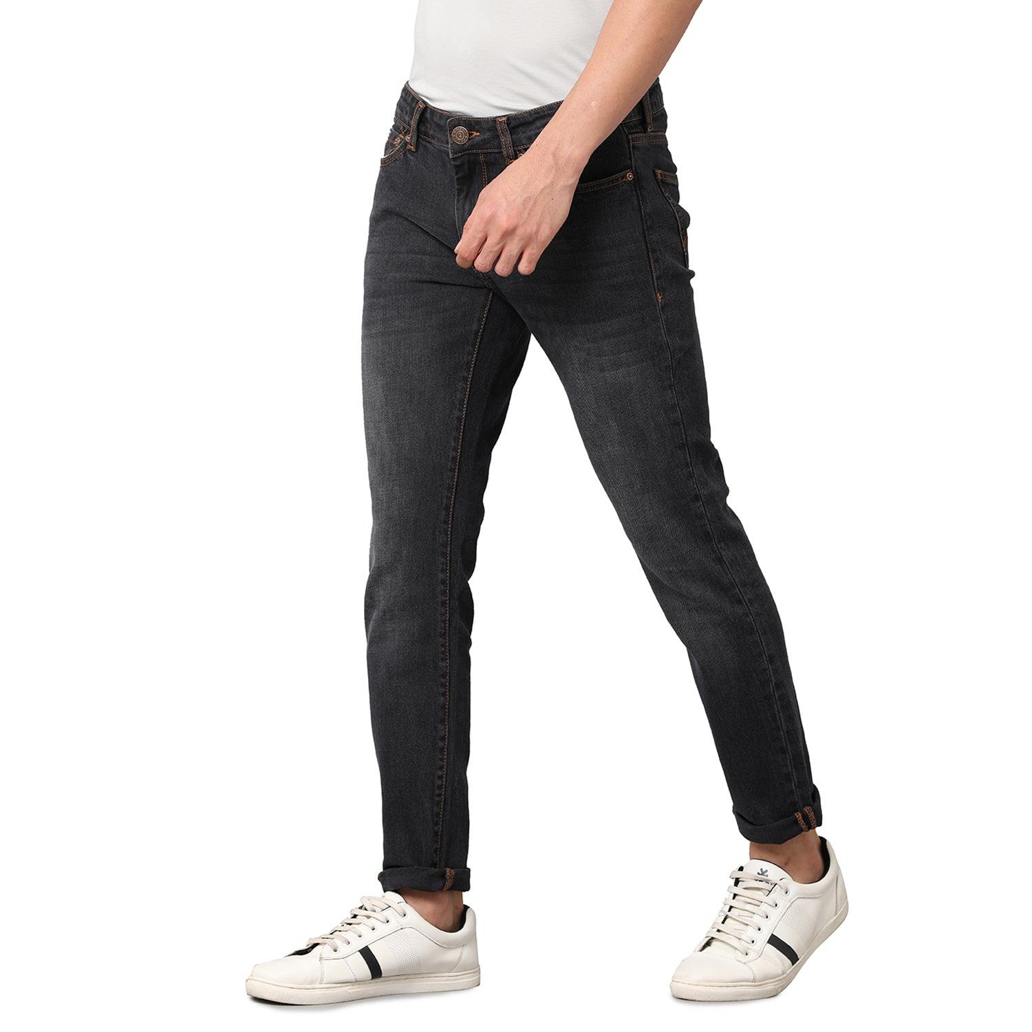 Black Solid Jeans Slim Fit - Double Two