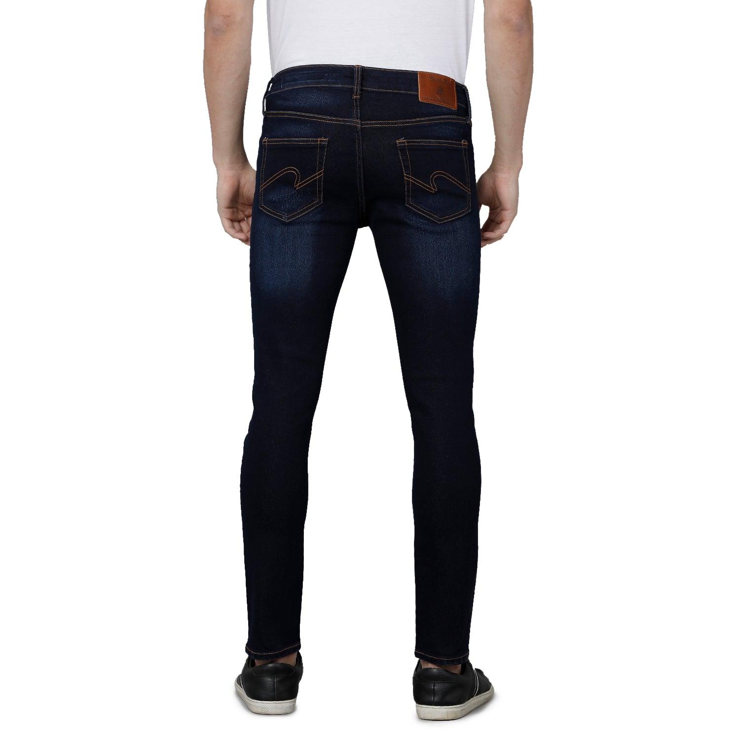 Dark Blue Solid Jeans Lean Fit - Double Two