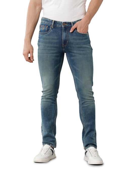 Dark Blue Double washed tinted Casual Denim
