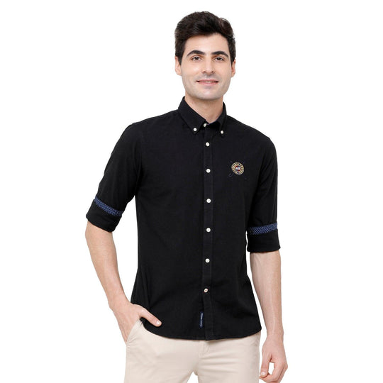 Black Solid Casual Shirt Slim Fit