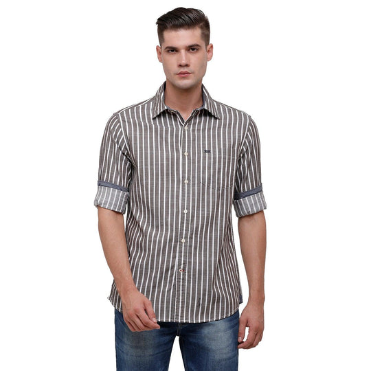 Grey Stripes Casual Shirt Slim Fit