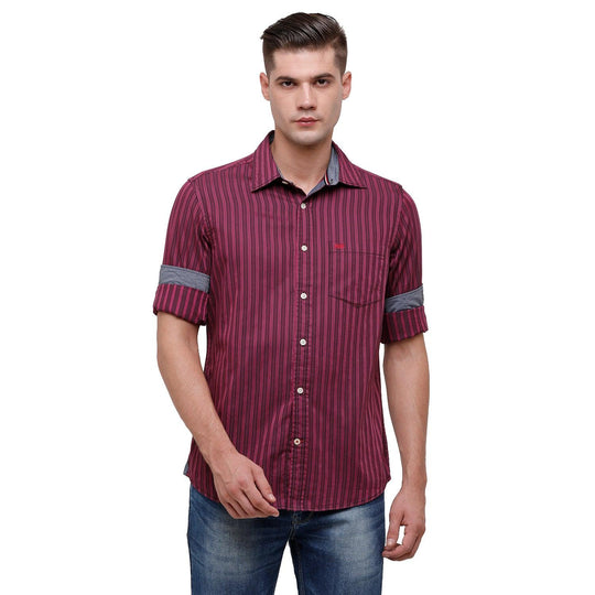 Purple Stripes Casual Shirt Slim Fit