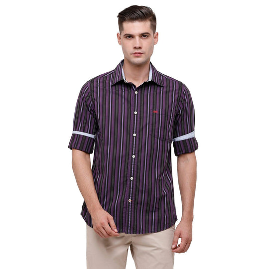 Wine Stripes Casual Shirt Slim Fit
