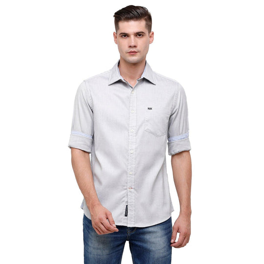 Grey Solid Casual Shirt Slim Fit