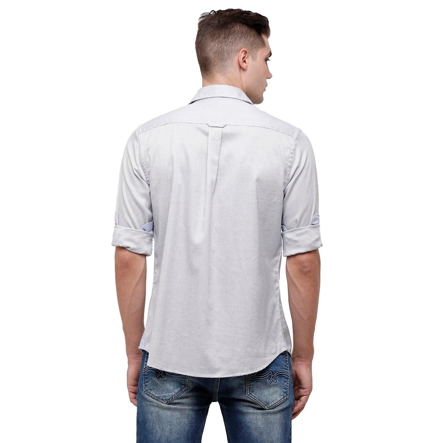 Double Two Men Slim Fit Solid Pointed Collar Casual shirt  202