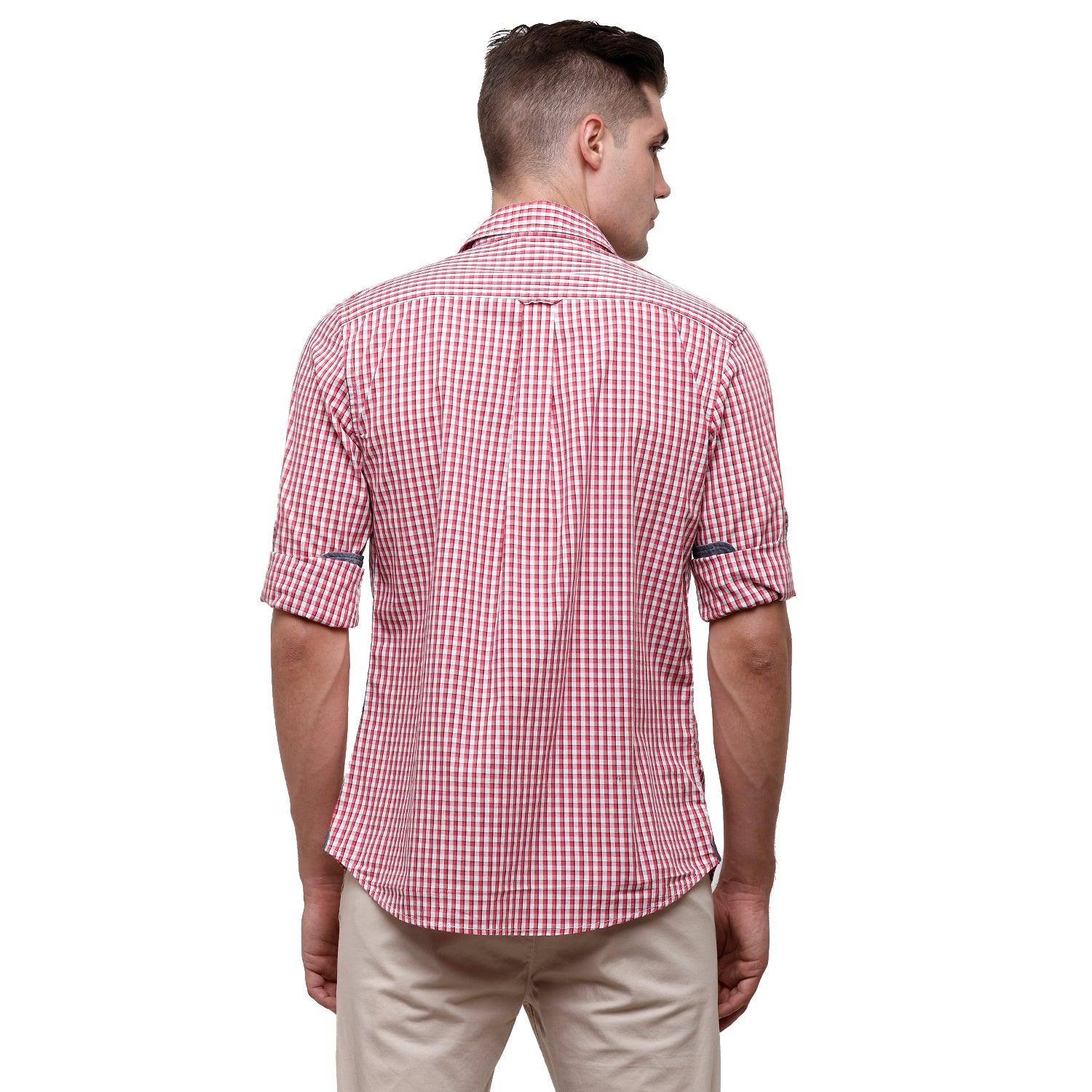 Double Two Men Slim Fit Checks Pointed Collar Casual shirt  199