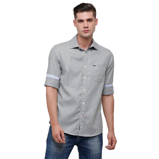 Green Checks Casual Shirt Slim Fit