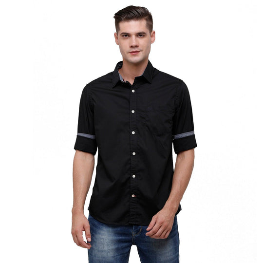 Black Solid Casual Shirt Slim Fit