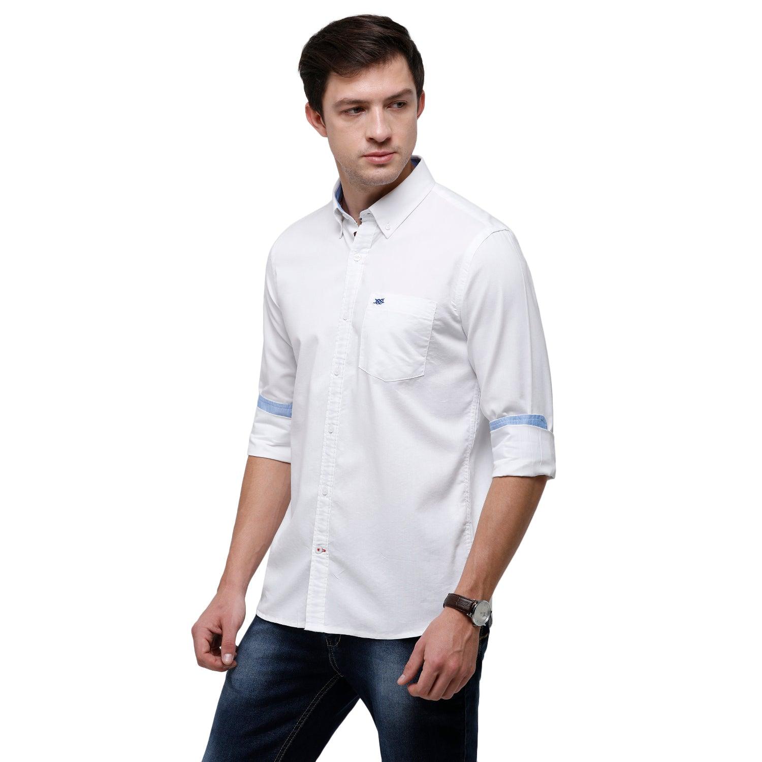 Double Two Men Slim Fit Solid Button down collar Casual shirt  184