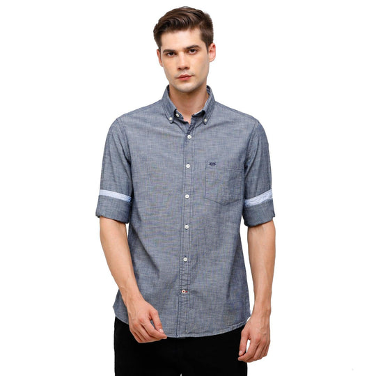 Grey Solid Casual Shirt Slim Fit