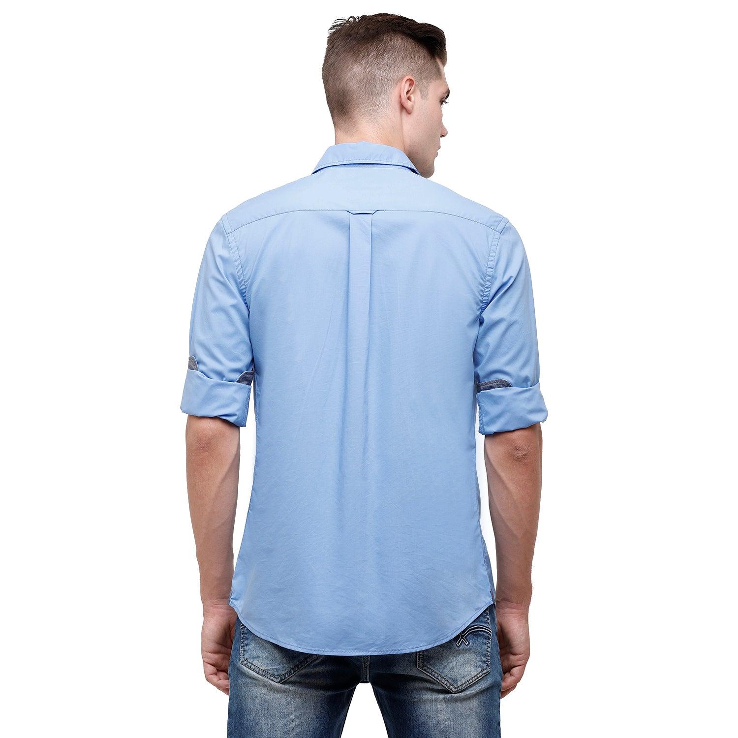 Double Two Men Slim Fit Solid Pointed Collar Casual shirt  171