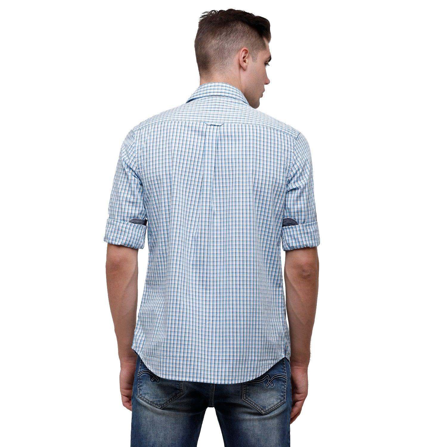 Double Two Men Slim Fit Checks Pointed Collar Casual shirt  169