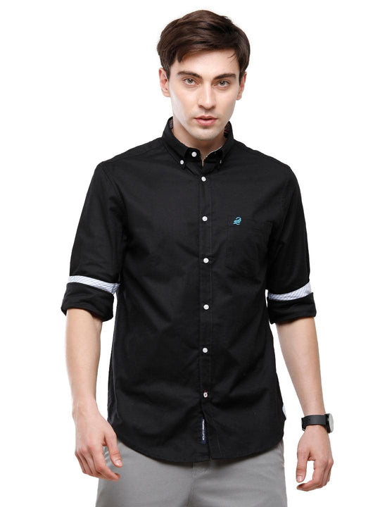 Black Solid Casual Shirt Slim Fit