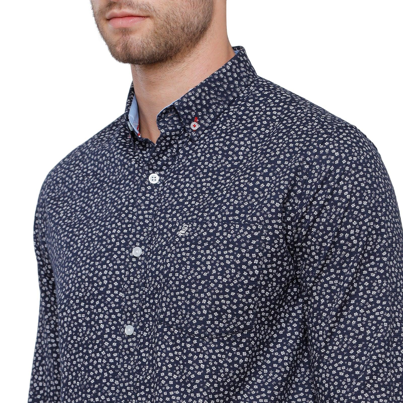 Double Two Men Slim Fit Printed Button down collar Casual shirt  161