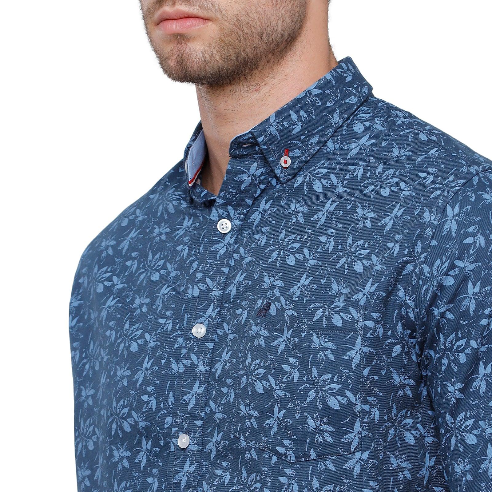 Double Two Men Slim Fit Printed Button down collar Casual shirt  157