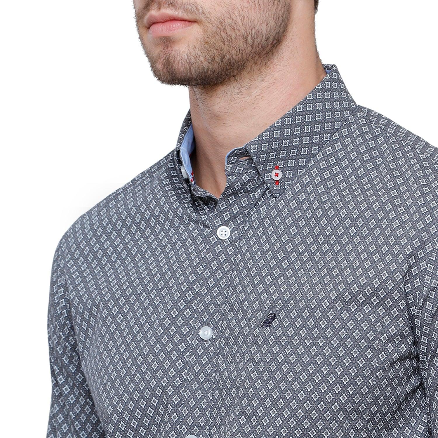 Double Two Men Slim Fit Printed Button down collar Casual shirt  156