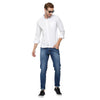 Double two Men Printed White Button down collar Long Sleeves 100% Cotton Slim Fit Casual shirt