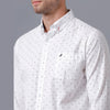 Double two Men Printed Blue Button down collar Long Sleeves 100% Cotton Slim Fit Casual shirt