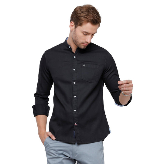 Black Solid Casual Shirt Slim Fit