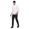 Double two Men Stripes White Mandarin collar Long Sleeves 100% Cotton Slim Fit Casual shirt